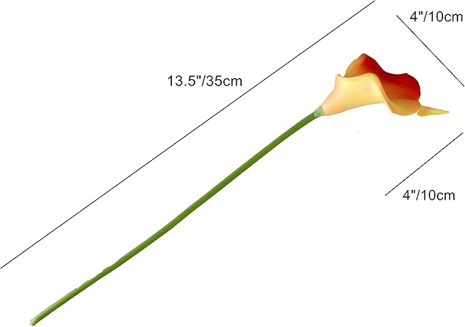 Mandy's PU Sunset Calla Lily Artificial Flowers 20 Stems 13.5in Faux Realistic Centerpiece for Thanksgiving and Christmas Decorations DIY Bridal Bouquet Home Décor