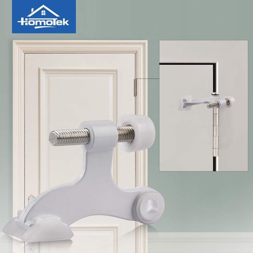HOMOTEK Heavy Duty Hinge Pin Door Stopper - 20 Pack with Adjustable White Rubber Bumper Tips | 2-1/2x1-3/4 Inch