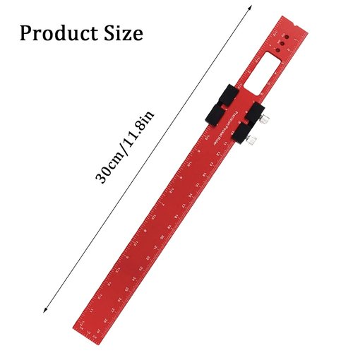Metal Slide Stop Precision Pocket Ruler - 300mm Woodworking Measuring Tool for Accurate Scribing