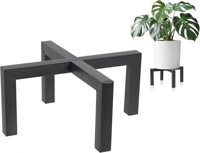 Plant Stand Indoor Outdoor, Heavy Duty Metal Plant Pot Holder, Mid Century Modern Planter Stands, Floor Flower Pot Holder (Black, Fit 5-12 inch pots)
