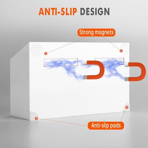 BEYGORM Magnetic Dry Erase Marker Holder - Non-Slip Acrylic Pen Organizer for Whiteboard & Fridge | White