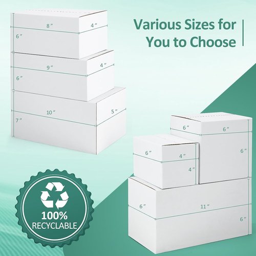 Eupako Small Shipping Boxes - 30-Pack White Corrugated Cardboard Mailers for Small Business Packaging