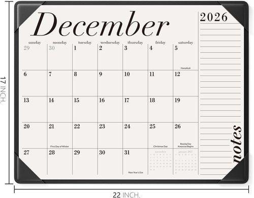 Jotsome Desk Calendar 2026-2027 | Large 22x17 Inch Desk Pad for Easy Organization - Black