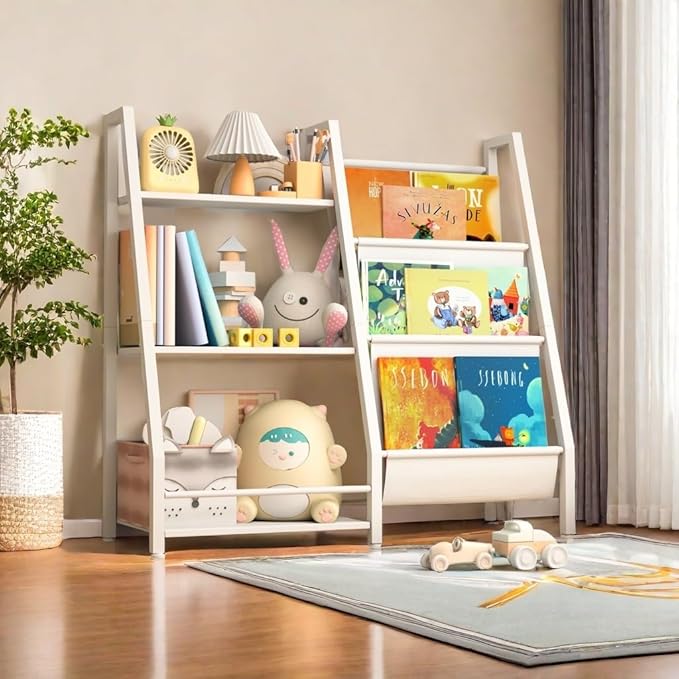 3 Tier Kids Bookshelf Baby Toddler Bookshelf and Toy Storage Organizer, Kids Bookcase Nursery Book Shelf, Bedroom, Playroom and Nursery, White