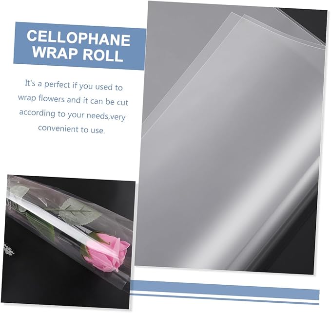 Abaodam Transparent Cellophane Flower Wrapping Paper Mil Thick Tear-resistant Wrap for Floral Bouquets Packaging DIY Material
