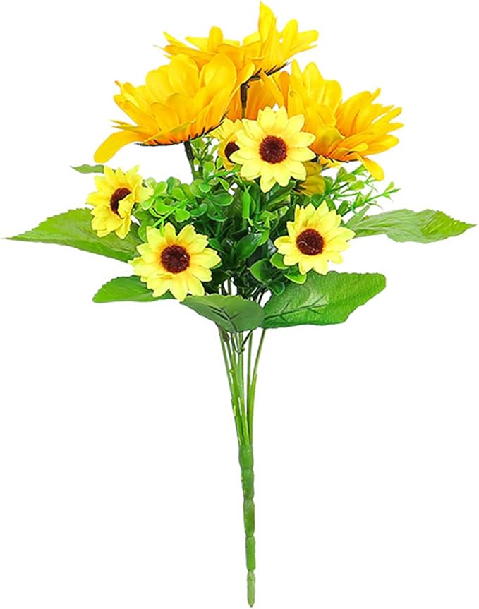 Artificial Silk Flowers Realistic Sunflowers Bouquet Long Stem for Home Wedding Party Decorations Fake Flower Sunflowers Flowers