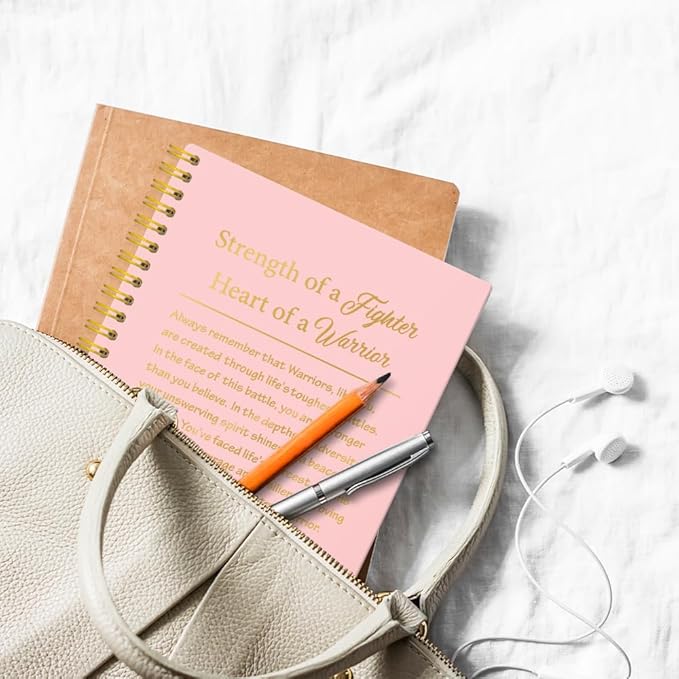 XQLZY Strength of a Fighter Pink Gold Spiral Notebook, Resignation Retirement Promotion Inspirational Gifts for Woman Coworker Boss Friend, Positive Self-Affirmation Gifts for Sister BFF Coworker