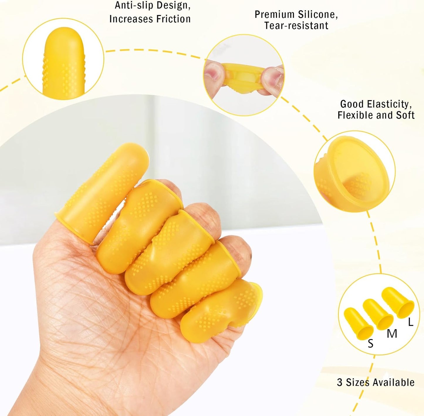 Skiennix Silicone Finger Protectors - 24 Pcs Rubber Tips for Hot Glue, Crafts & Writing | 3 Sizes Available
