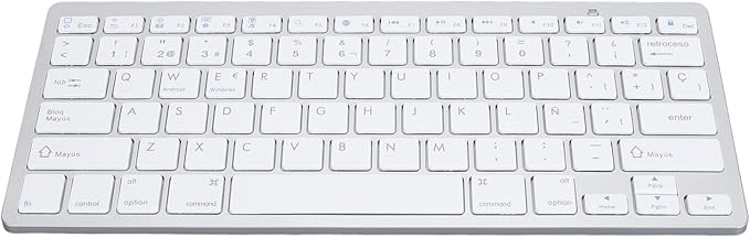SENECESLI German French Spanish Italian English Bilingual Keyboard, Ultra Slim Wireless Bluetooth Keyboard, Travel Portable for Tablets Laptops Phones (Spanish QWETZ Layout)