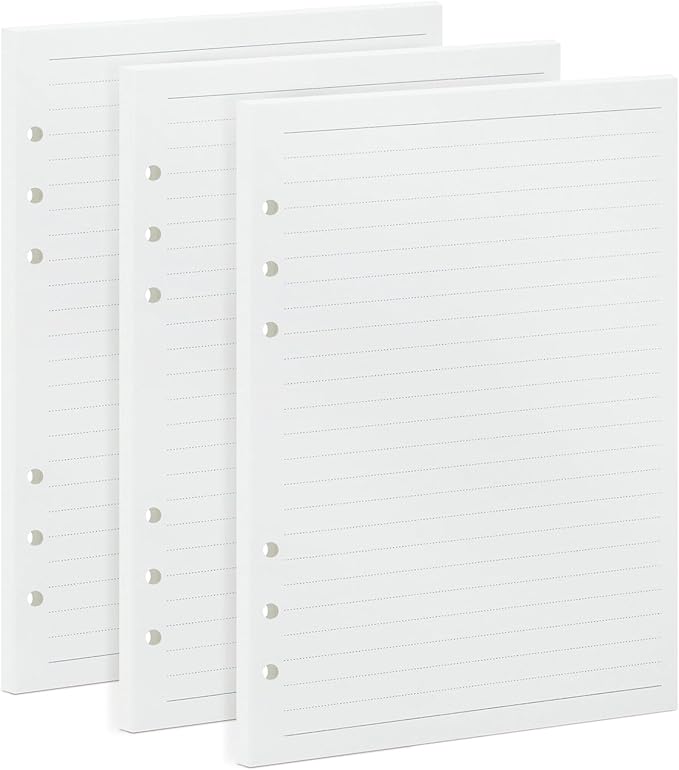A5 Line Loose Leaf Refill Paper, 210x142mm, 135 Sheets Planner Refills, 6-Ring Binder Refill, 100GSM College Ruled Insert Papers for Notebooks, School, Office, College Notes, Journals & Note-Taking