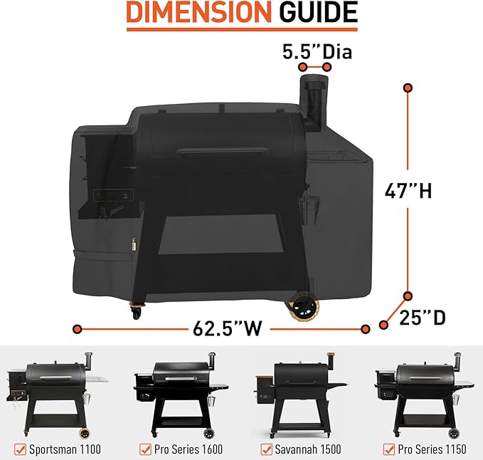 Arcedo Pellet Grill Cover Compatible with Pit Boss Sportsman 1100 and 1600, Heavy Duty Waterproof All Weather Protection Outdoor BBQ Wood Pellet Smoker Cover