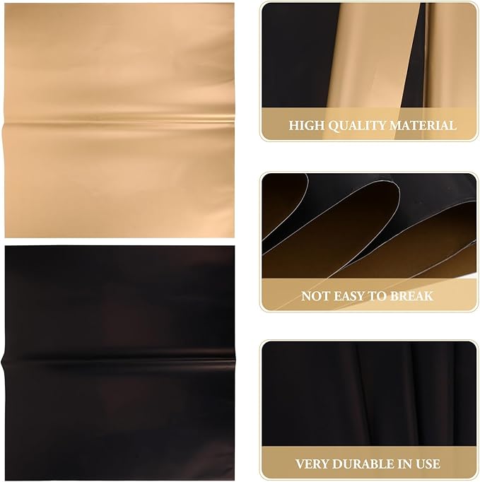 GANAZONO 20Pcs Double-sided Packing Paper Black and Gold Floral Wrap for Flower Bouquet Wedding Birthday DIY Craft Decorative Wrapping