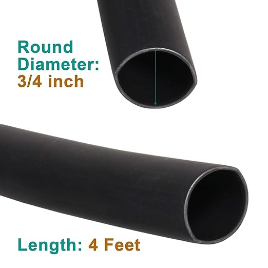 3/4 inch (Diameter) 3:1 Waterproof Heat Shrink Tubing Kit, Large Marine Dual Wall Adhesive Shrinkable Wire Wrap Tube, Insulation Sealing Wear-Resistant Cable Protector by YUKSY (4ft, Black)