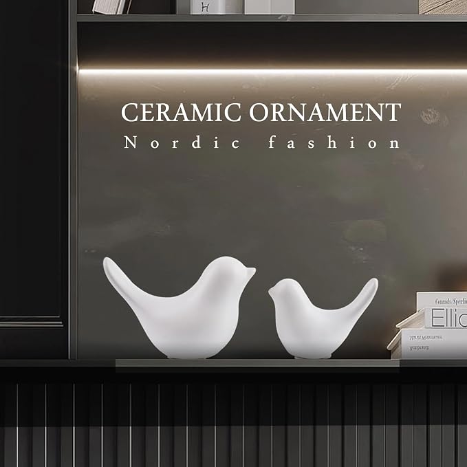 Notakia Small White Birds Statues Home Decor Modern Style Decorative Ornaments for Living Room Decor, Bedroom, Office Desktop, Cabinets (2Pcs White Birds)