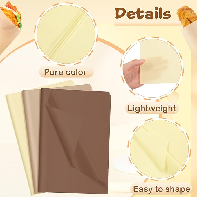 Qilery 500 Sheets Tissue Paper 15 x 20 Inch Acid Free Wrapping Gift Paper Crafts Bulk for Holiday, Birthday, Party Decor, Weddings, Baby Shower(15 x 20 Inch,Classic,Kraft Brown)