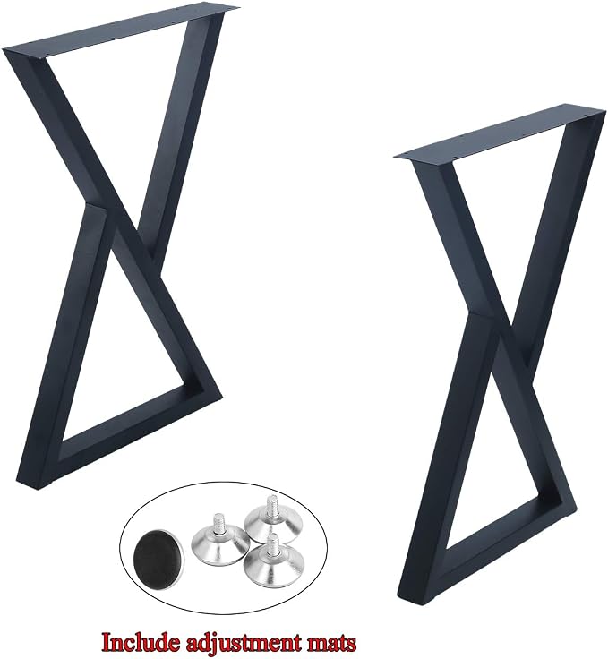 MBQQ 2 Pc Rustic Triangle Shape Heavy Duty Metal Table Legs for Desk & Dining Tables, Industrial Modern, DIY Iron Bench Legs (H28'xW17.7')
