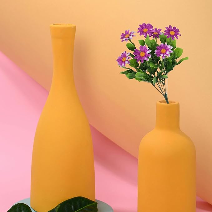 LOGOFUN 20pcs Artificial Chrysanthemum Daisy Bouquet Faux Plastic Flowers for Home Garden Decor