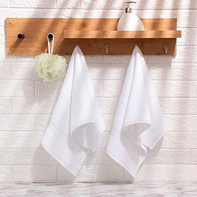 RUIBOLU Hand Towels for Bathroom - Cotton Ultra Soft Highly Absorbent Hand Towel 2 Set, Size 14" x 30" Home Bathroom Hand Towels for Bath, Hand, Face, Gym Towel (White)