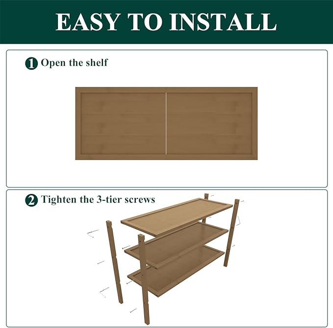 Smiry Bamboo Shoe Rack, 3 Tier Shoe Organizer for Entryway & Closet, Stackable Free Standing Storage Shelf for Shoes, Bags & Plants, Walnut