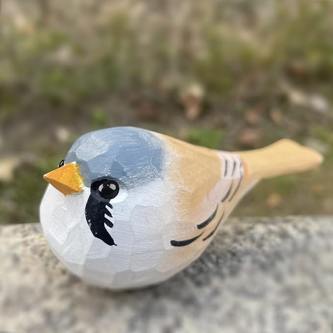 Bird Figurines Hand Carved Painted Wooden Statues for Home Decor, Gift for Bird Lovers,Housewarming, Birthday, Christmas, Anniversaries (NO.17-Bearded Tit)