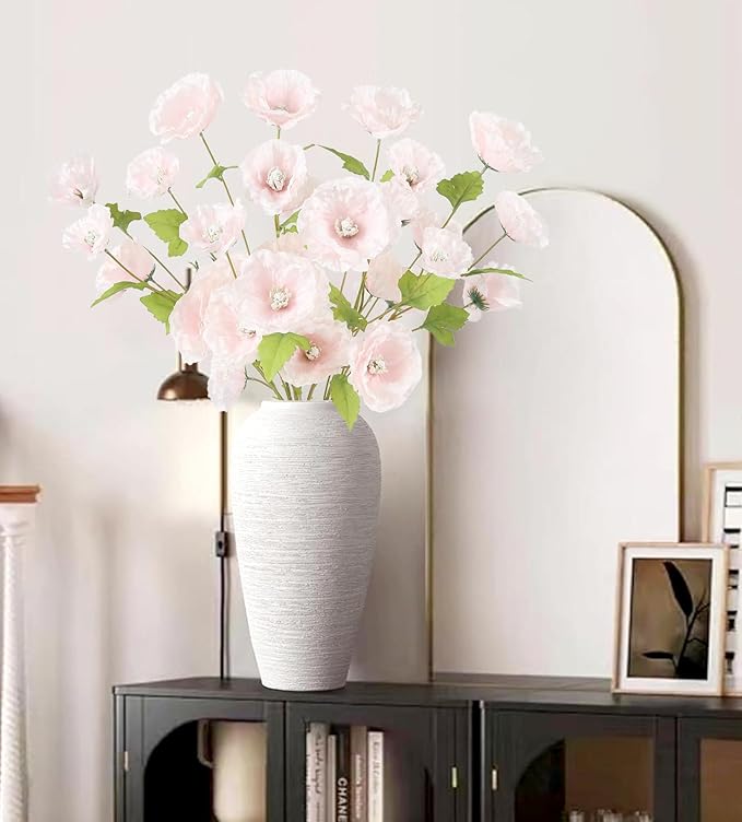 Poppies Flowers Artificial Silk Flowers 32in 6PCS Artificial Poppies Pink Flowers for Wedding Home Party Table Centerpiece Arrangement Decoration (Pink)