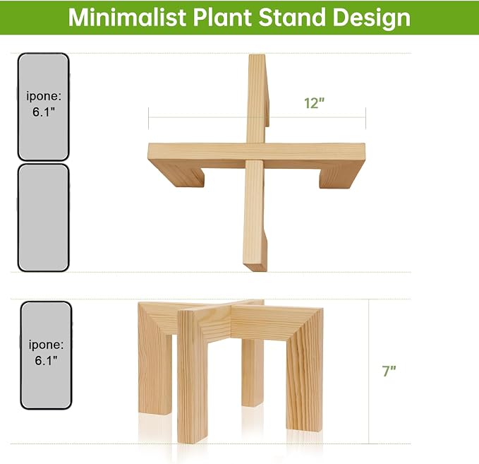 2 Pack Wood Plant Stand Indoor Holders for Plants, Sturdy Flower Pot Stands Plants Shelf, Wooden Stool for Patio Plant Stand, Fit 5-18 Inch Variety Flower Pots, Easily Assemble (2 Pack-White)