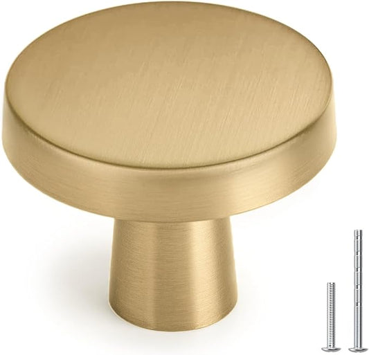 homdiy 20 Pack Champagne Bronze Cabinet Knobs Round Kitchen Handles Zinc Alloy Metal Hardware for Dresser Drawer Desk Cupboard