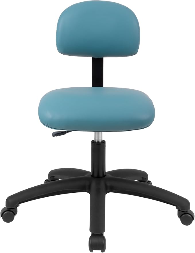 Chair Master FSS Series Square seat Low (17"-22") seat Height Chair. Vinyl-for Office, Garage, Desk, Shop, Computer, Doctor, Medical, Easy to Clean! No Footring (Aqua, Low, _Standard Casters)