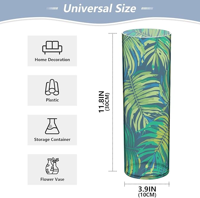 Vase Plastic Vase Elegant Cylinder Flower Vase Shatterproof Decorative Centerpiece for Home Table Office Weddings Events (11.8 x 3.9 in)