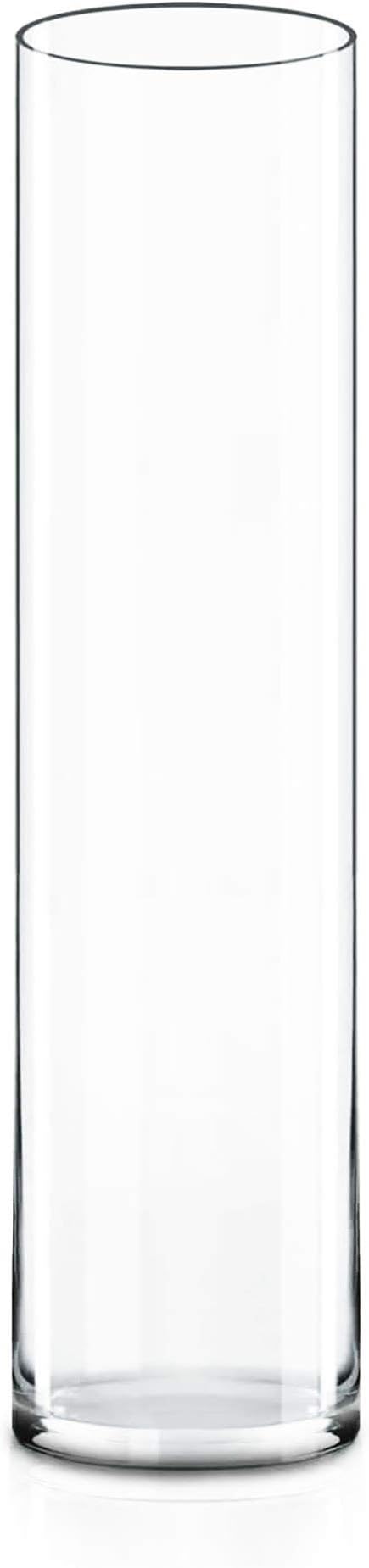 CYS EXCEL Cylinder Clear Glass Vase (H:26" D:6") | Multiple Size Choices Glass Flower Vase Centerpieces | Hurricane Floating Candle Holder Vase
