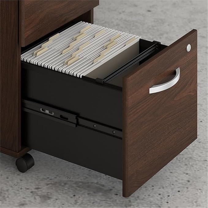 Bush Business Furniture Studio C L Shaped Desk with Mobile File Cabinet and Return, 72W x 30D, Black Walnut