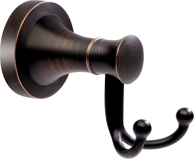 Oil Rubbed Bronze Bathroom Towel Hook, Bronze Bathroom Robe Hook, Heavy Duty Double Towel Hooks Bath Farmhouse Coat Clothes Hook Wall Mounted Rustic for Kitchen Washroom