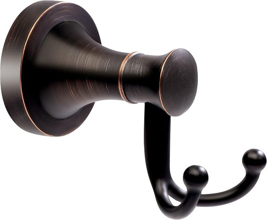 Oil Rubbed Bronze Bathroom Towel Hook, Bronze Bathroom Robe Hook, Heavy Duty Double Towel Hooks Bath Farmhouse Coat Clothes Hook Wall Mounted Rustic for Kitchen Washroom