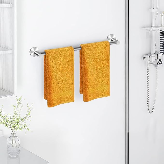 MGahyi Towel Racks for Bathroom-Adjustable Towel Holder(13.18inch-24inch) Sturdy and Rustproof Towel Bar Wall Mounted, Single Towel Bar Rod for Bathroom Accessories (Silver, 2Pack-Towel Bar)
