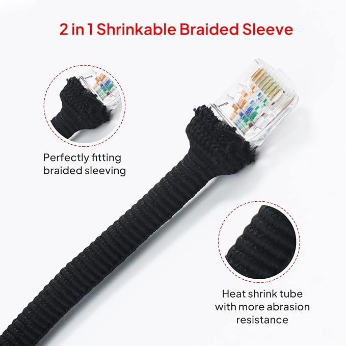 2 in 1 Heat Shrink Braided Sleeving Fabric Tubing-Ideal fit Irregular Shape Hose/Cable/Wire (1-1/8"(29mm), 14FT)