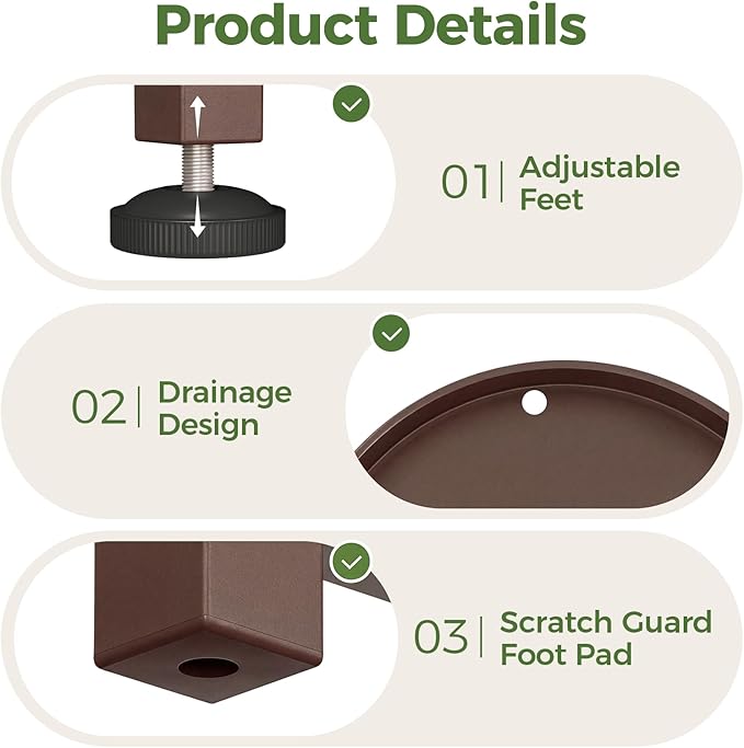 Bamworld Corner Plant Stand Indoor Outdoor, Tall Metal Flower Pot Stands for Multiple Plants, 4 Tier Brown Heavy Duty Plant Shelf for Patio Garden Balcony Living Room Bedroom(Patent Design)