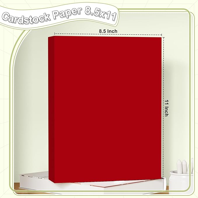 120 Sheets Cardstock 8.5x11, 65lb Dark Red Card Stock, Red Construction Paper, 180gsm Thick Printer Paper for Printing, Painting, Card Making, Kids School Supplies,Party Decorations