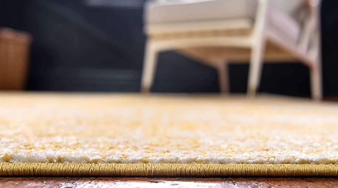 Unique Loom Bromley Collection Area Rug - Wells (9' x 12' 2" Rectangle, Yellow/ Ivory)