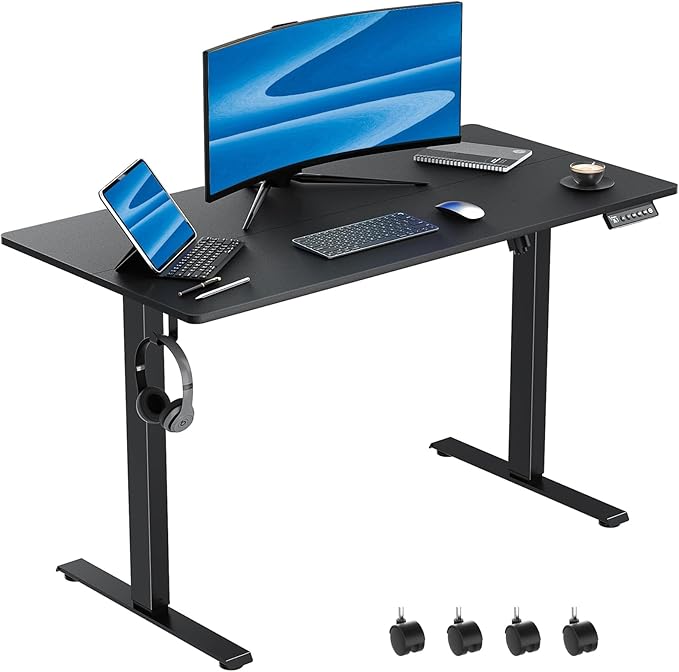48 x 24 Inch Electric Standing Desk Adjustable Height, Sit Stand Desk, Stand up Desk for Home Office, Computer Workstation (Spliced Desktop,Black)