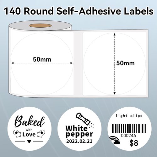 M110 Label | 1.96" x 1.96" Multi-Purpose Adhesive Thermal Labels | 140 Labels/Roll, Black on White