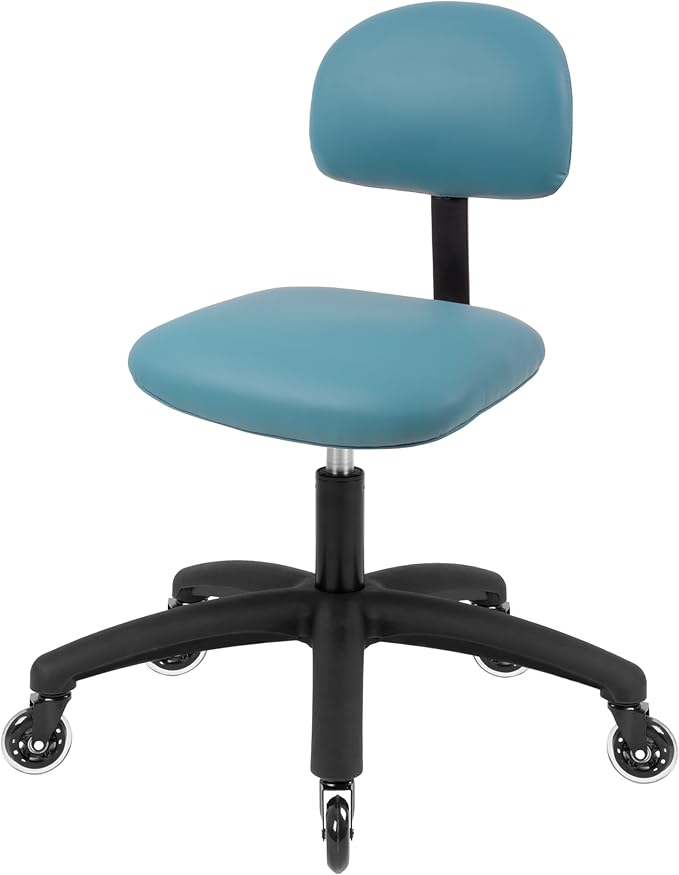 Chair Master FSS Series Square seat (20"-28") seat Height Chair. Vinyl-for Office, Garage, Desk, Shop, Computer, Doctor, Medical, Easy to Clean! NO Footring (Aqua, Medium, Rubber Roller Casters)