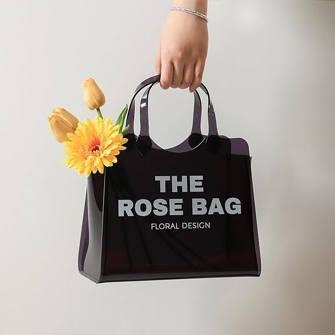Purse Vase, Acrylic Purse Flower Vase, Black Acrylic Vase, Modern Flower Vase, Aesthetic Bag Vases for Flowers, Decorative Tote Bag Vases for Wedding, Living Room, Bedroom, Table, Office