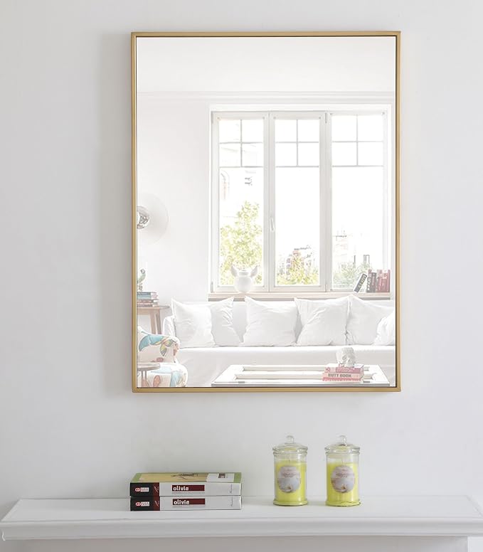 Elegant Decor Monet 32" x 24" Rectangle Metal Frame Mirror in Black