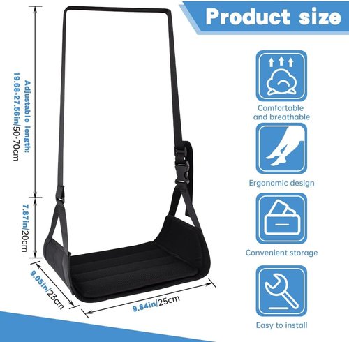 Airplane Foot Hammock by TravelEase - Adjustable Footrest for Comfort During Long Flights | Portable Black Design