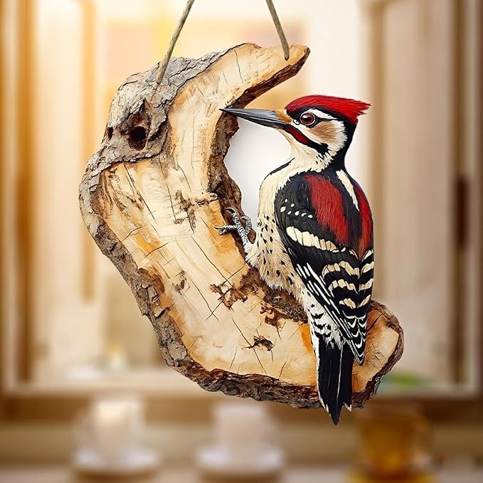 Vintage 2D Bird Wooden Signage, Handmade Boxwood Bird Wall Hanging, Rustic Farmhouse Robin Birds Wall Decor, Garden Flower Birds Market Porch Home Photo Background for Indoor and Outdoor Use