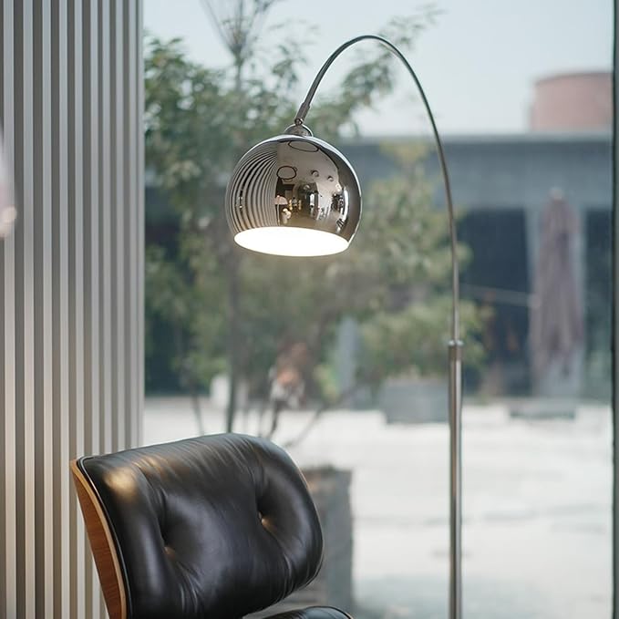 MIXL-Chrome Arc Floor Lamp,Arc Floor Lamps for Living Room,Adjustable Reading Standing Light,Modern Arch Standing Lamp for Bedroom Study Room