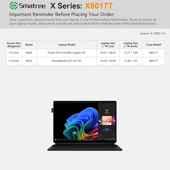 Smatree Hard EVA Protective Sleeve Case Compatible for 13.3 inch ASUS ProArt PZ13 (HT5306) Copilot +PC, for 11.6 inch ASUS Chromebook CX1 (CX1101), Laptop Notebook Bag, Green (X8017TG)