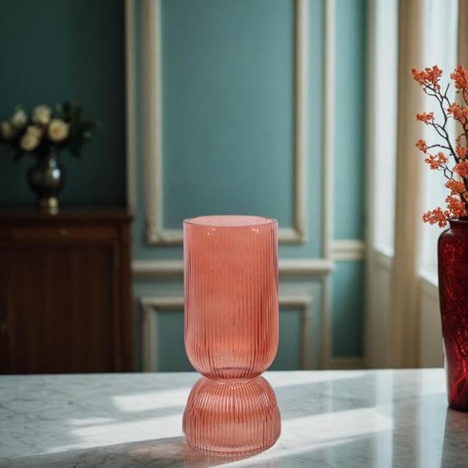 Young's Inc Handblown Glass Tabletop Vase Coral 13696