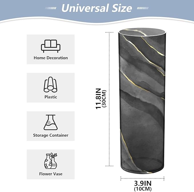 Vase Plastic Vase Elegant Cylinder Flower Vase Shatterproof Decorative Centerpiece for Home Table Office Weddings Events (11.8 x 3.9 in)