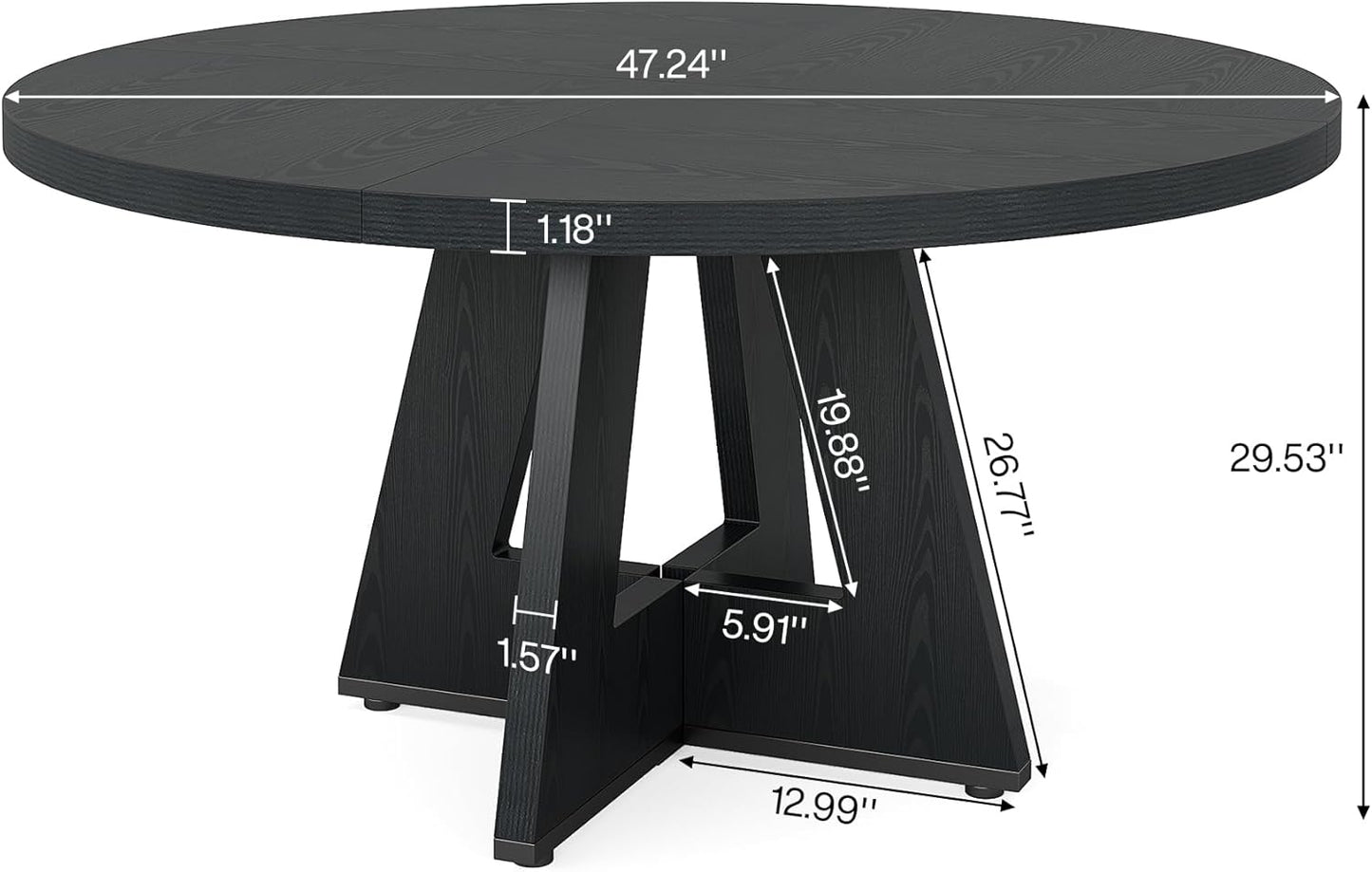Tribesigns 47-Inch Round Conference Table - Stylish Wooden Meeting Table for 4-6 People | Black Finish